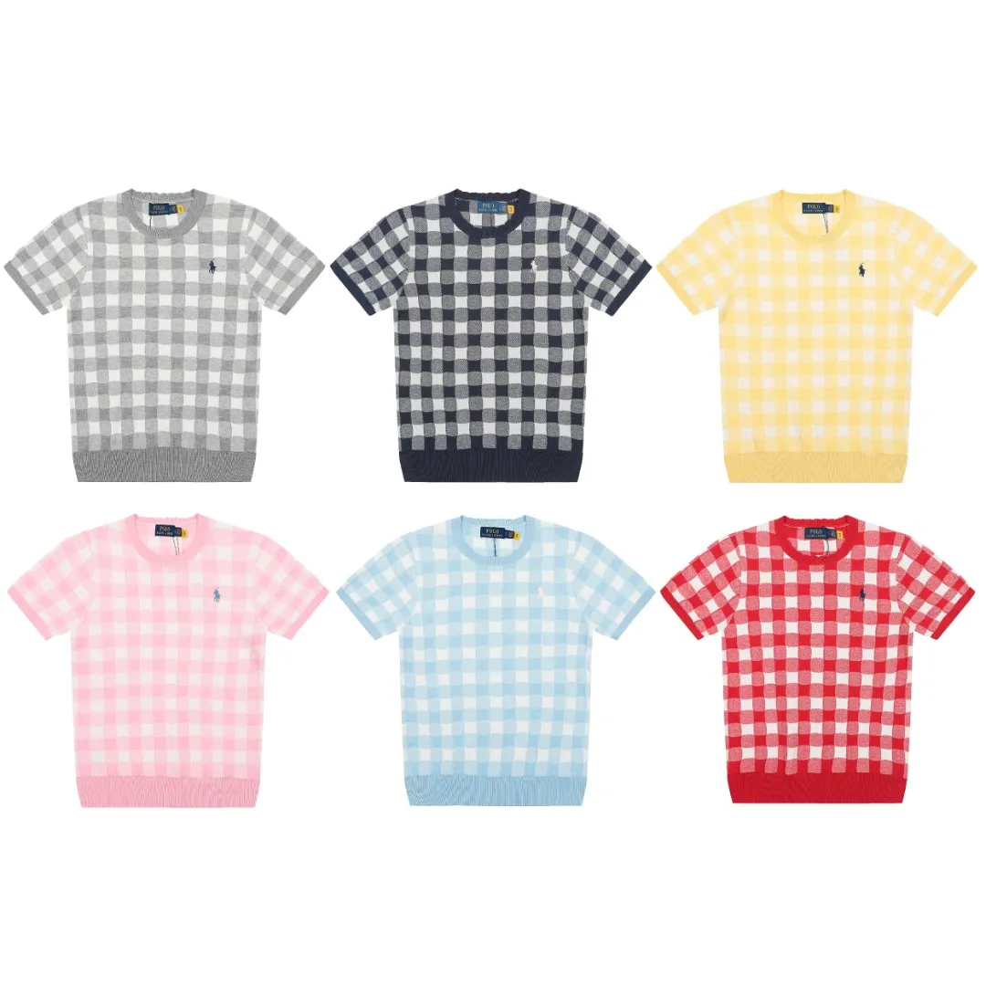 P150 💰 "Top quality" Style number: DS215# (on sale all year round) [Ralph Lauren plaid jacquard basic pony embroidered logo knitted round neck short sleeves] ✅Ralph Lauren Ralph Lauren all-match goddess style plain plaid knitted round neck pullover short sleeves for all seasons ✅Main provider of platform live broadcast Wholesale entities ✅ZP quality 1:1 version Scan the code to enter the GF website Counter quality ✅Detailed quality The only one in Guangzhou Imported quality cotton yarn, focusing on high-end, cost-effective, good quality needless to say ✅The version restores the original version, loose, comfortable and stress-free, simple is high-end, classic is eternal, ✅The upper body is simple and easy to match, a must-have for goddess ootd. Good-looking clothes are never picky. A must-have in the goddess' wardrobe. Size: S-L Color: Navy Gray Yellow Pink Light Blue Red